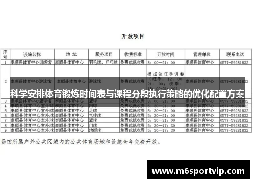 科学安排体育锻炼时间表与课程分段执行策略的优化配置方案
